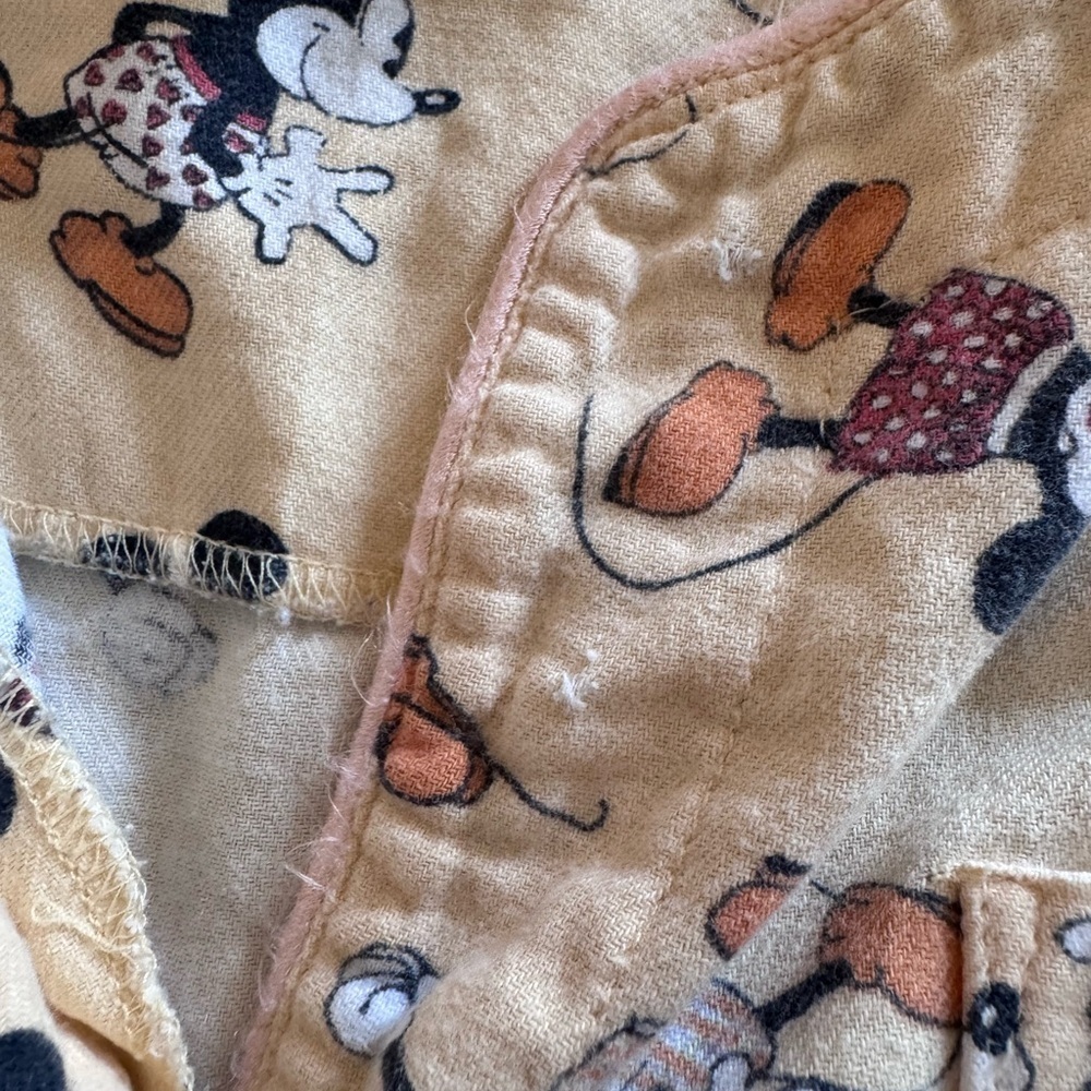 Vintage Walt Disney Word Mickey Mouse Flannel Yellow Nightgown - Picture 6 of 7